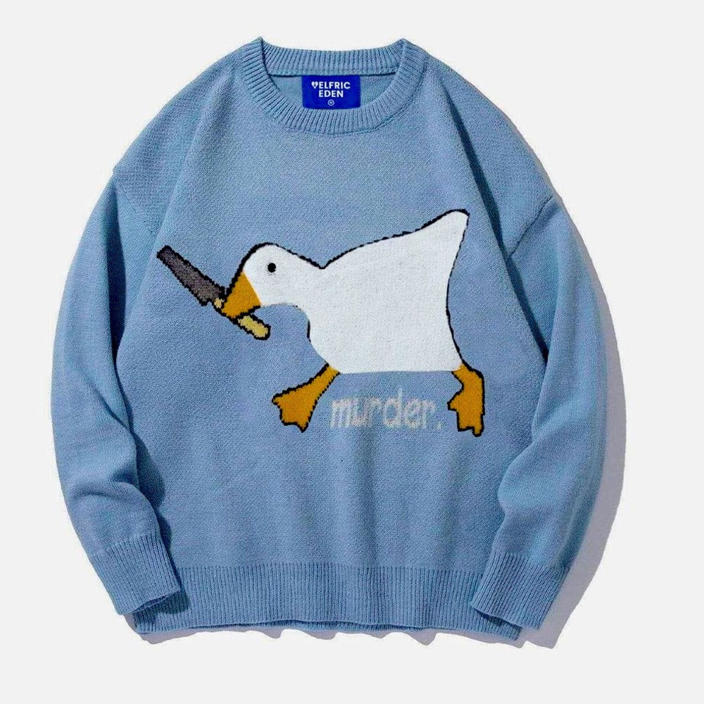 Aelfric Eden, Murder Goose, blue Crewneck Sweater XL